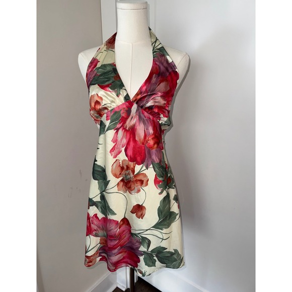 Pepper Mayo Dresses & Skirts - Pepper Mayo Yellow Floral Halter Neck Mini Dress